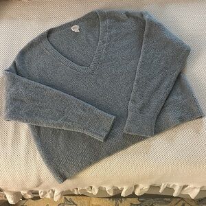 Elegant Heather Blue V-Neck Sweater